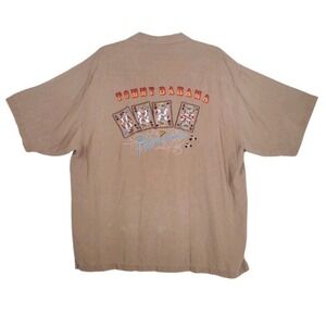 Tommy Bahama Pure Silk Shirt Hawaiian Men XL Brown Embroidered  Ride 'Em Cowboys